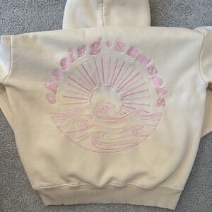 Pink Palm Puff Hoodie - Chasing Sunsets